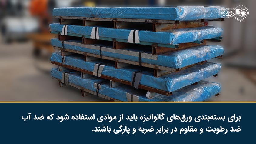 بسته بندی شیت گالوانیزه در مجموعه زرین فولاد شهریاری