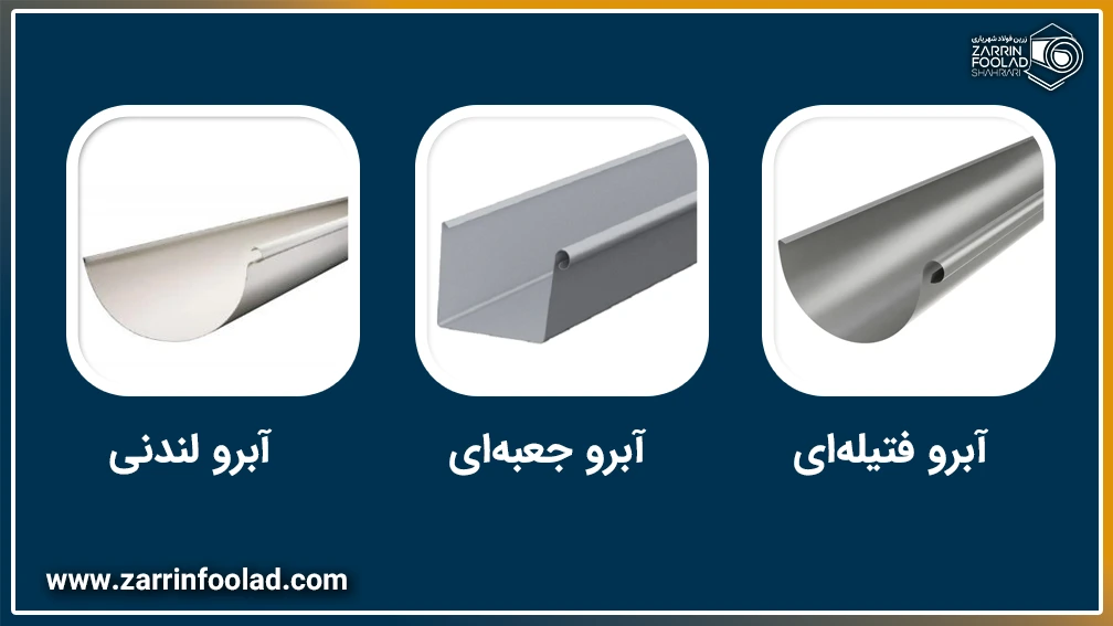 3 مدل پروفیل آبروی مختلف از جمله آبروی لندنی، جعبهای و فتیلهای در تصویر دیده میشوند.