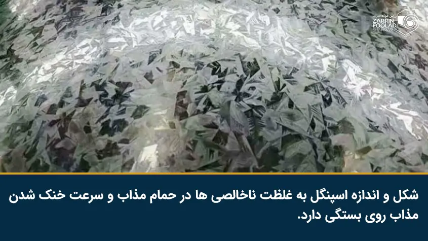 اسپانگل در اثر وجود ناخالصی در حمام مذاب به وجود می آید.
