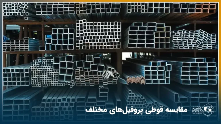 در تصویر انواع مختلفی از قوطیهای پروفیل از نمای روبرو نشان داده شده اند