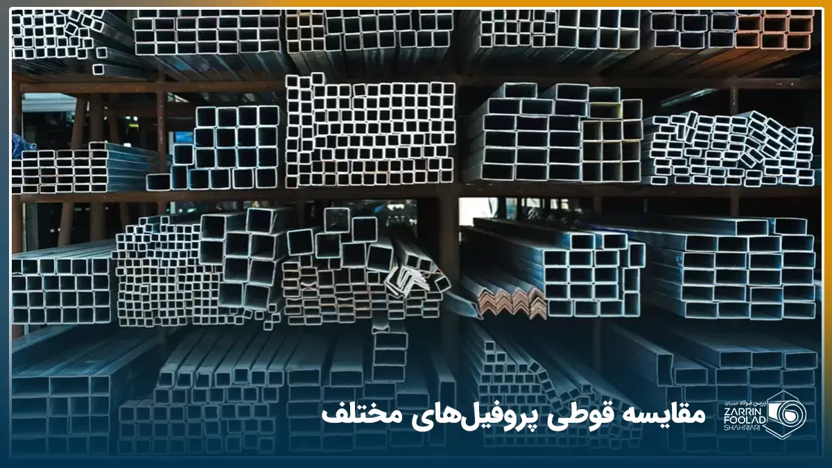 در تصویر انواع مختلفی از قوطیهای پروفیل از نمای روبرو نشان داده شده اند