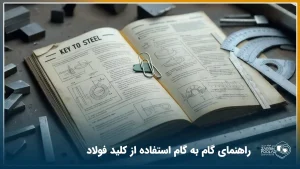 کتاب کلید فولاد باز است و قطعات فلزی در اطراف آن دیده می‌شوند.