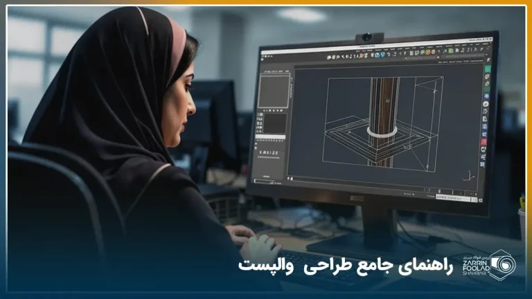 تصویر یک خانم که پشت مانیتور نشسته و در حال طراحی والپست است
