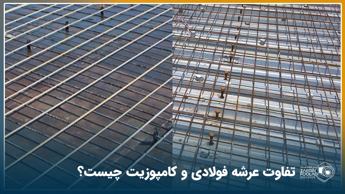 در توصیر عکس سقف عرشه فولادی در کنار عکس سقف کامپوزیت دیده می‌شود