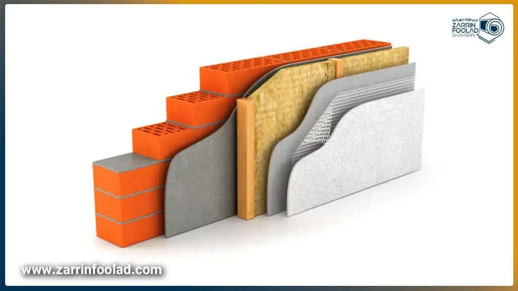 در تصویر لایه‌های مختلف دیوار یک ساختمان نمایش داده شده است