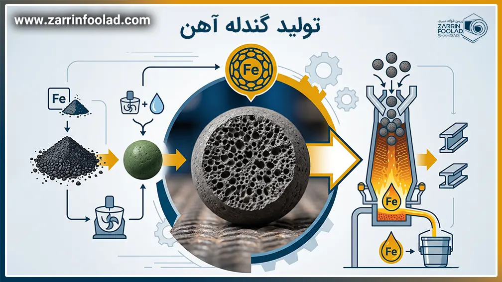 اینفوگرافیک فرایند تولید گندله آهن 