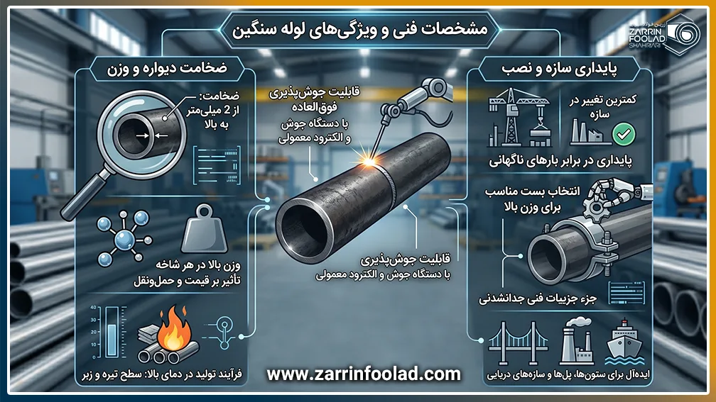 اینفوگرافی ویژگی های لوله سنگین فولادی